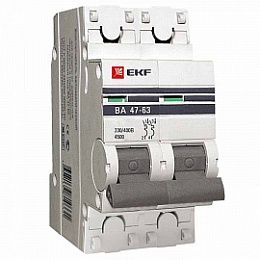 EKF Автоматический выключатель ВА 47-63, 2P 63А (C) 4,5kA PROxima